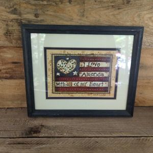 Vintage Framed and Matted "I Love America..." Wall Hanging